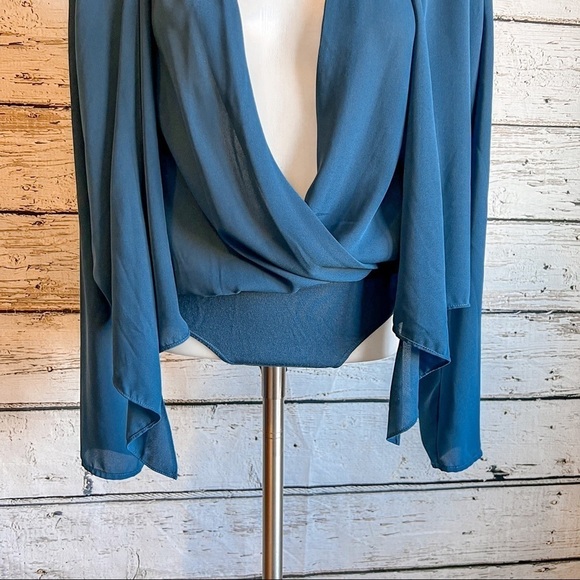 Aritzia Babaton teal color draped bodysuit - Picture 5 of 9
